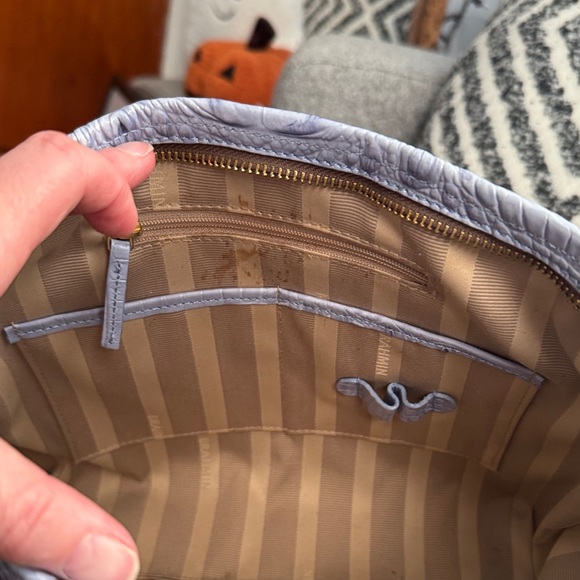 Brahmin Gray and Tan Croc-Embossed Satchel - Picture 6 of 14